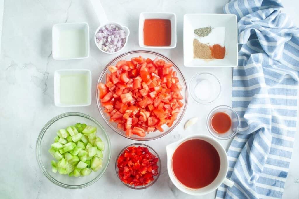 Classic Gazpacho's ingredients.